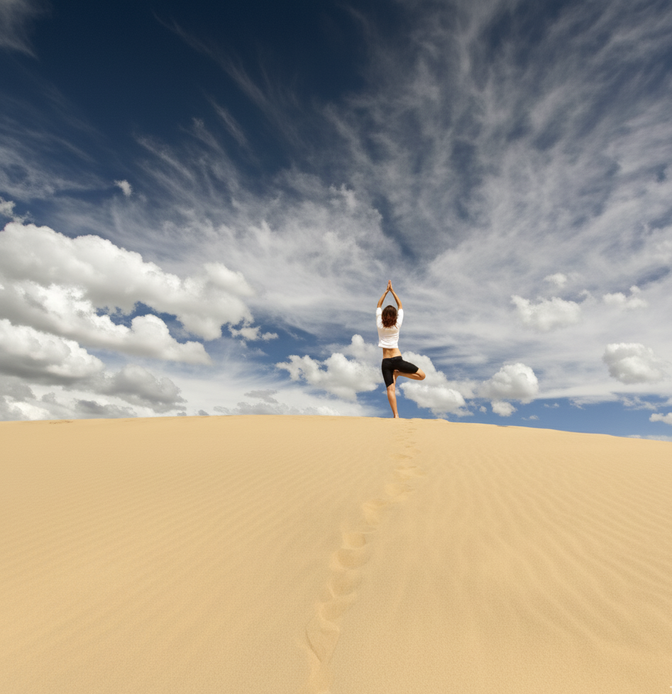 yoga posture in desert